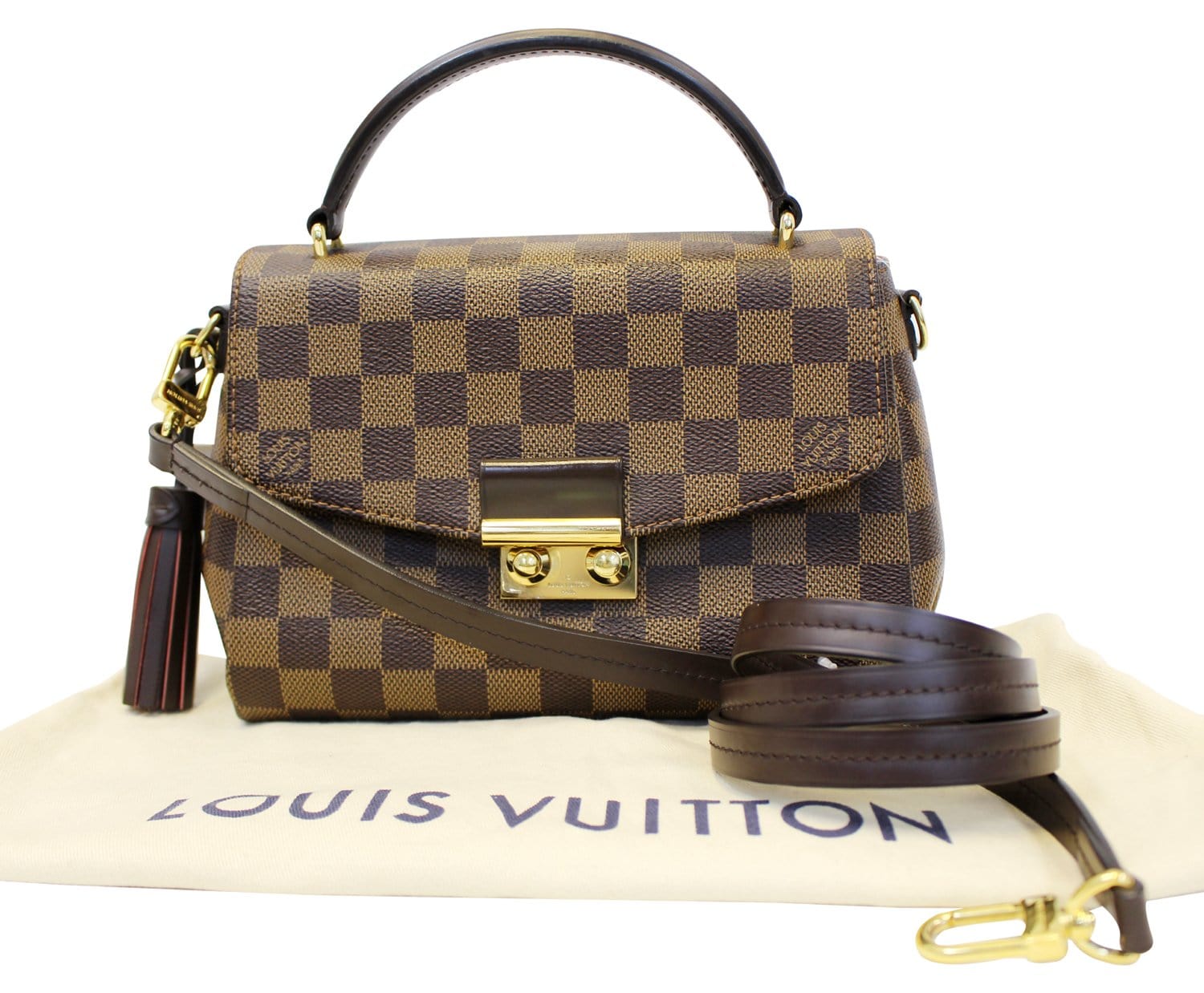 LOUIS VUITTON - Leather bag Croisette model, taupe col…