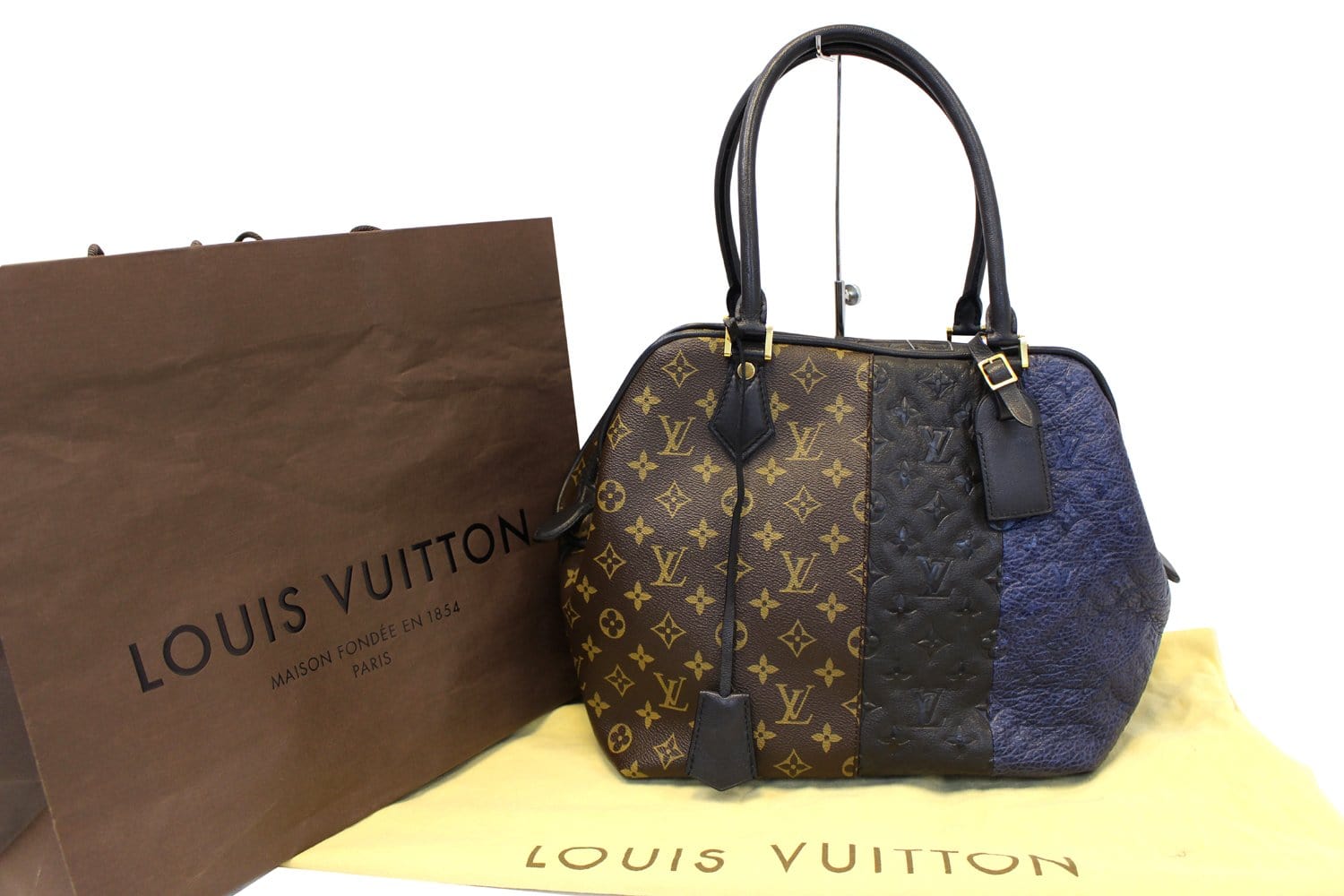 Louis Vuitton Vuitton Block bag Brown Black Blue Leather Cloth ref