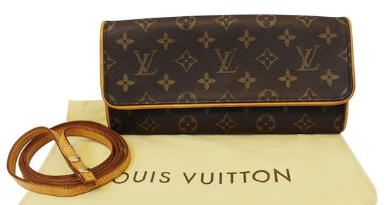 Authentic Louis Vuitton Monogram Pochette Twin GM Shoulder Bag M51852 LV  J7411