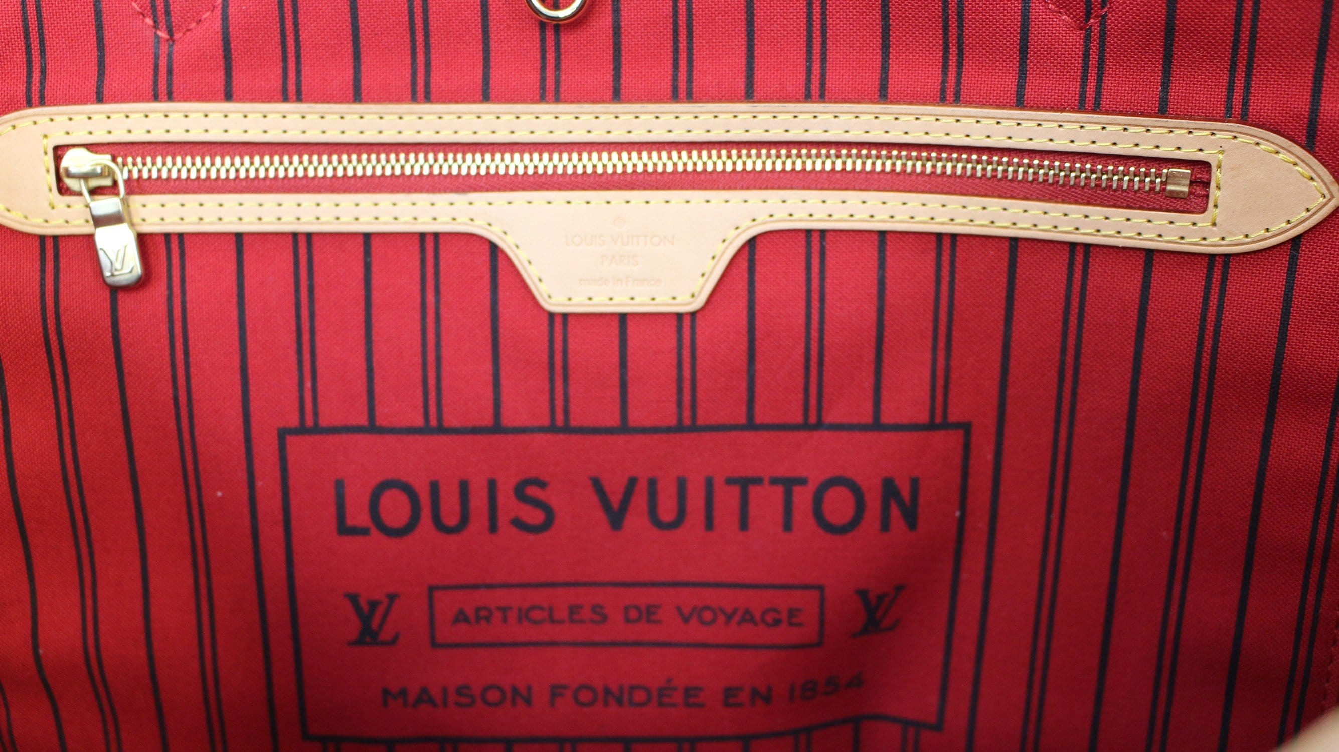 Authentic LOUIS VUITTON Monogram Neverfull GM Shoulder Bag Red E3588