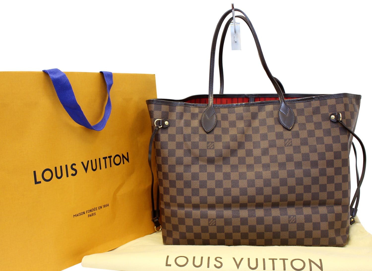 Louis Vuitton Large Damier Ebene Neverfull GM Tote Bag 6lv34s