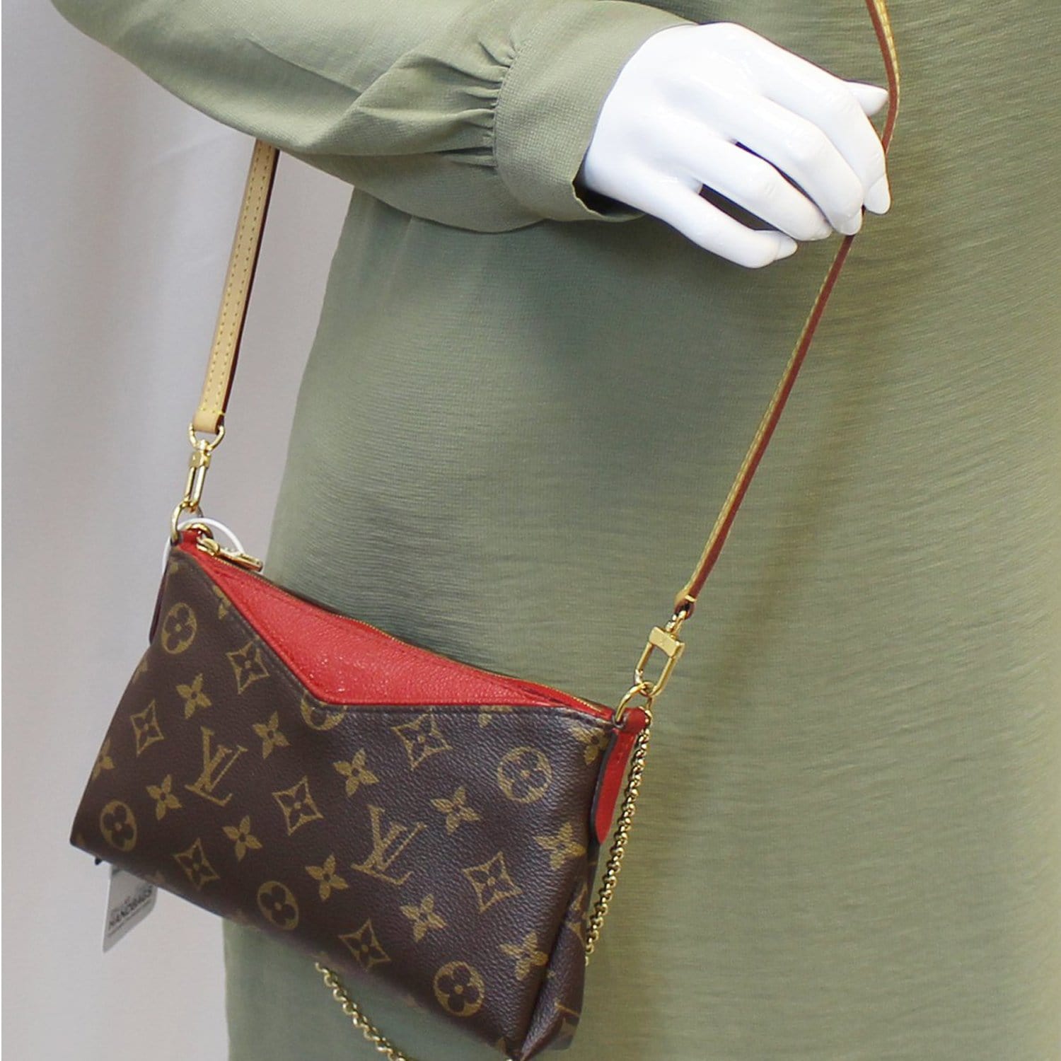 Louis Vuitton Monogram Canvas Pallas Clutch Crossbody Bag 