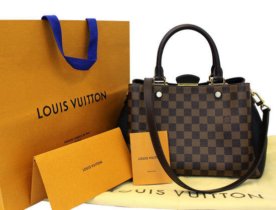 Louis Vuitton Damier Ebene & Black Taurillon Leather Brittany Bag