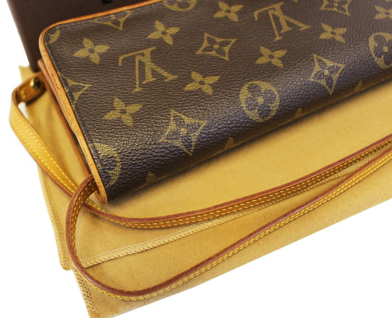 Authenticated Used Louis Vuitton Shoulder Bag Pochette Twin Brown Monogram  M51852 Canvas Nume FL1000 LOUIS VUITTON Clutch 2way Flap Women's LV 