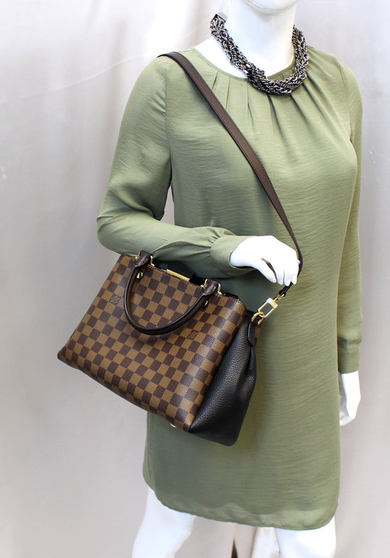 Louis Vuitton Damier Ebene & Black Taurillon Leather Brittany Bag