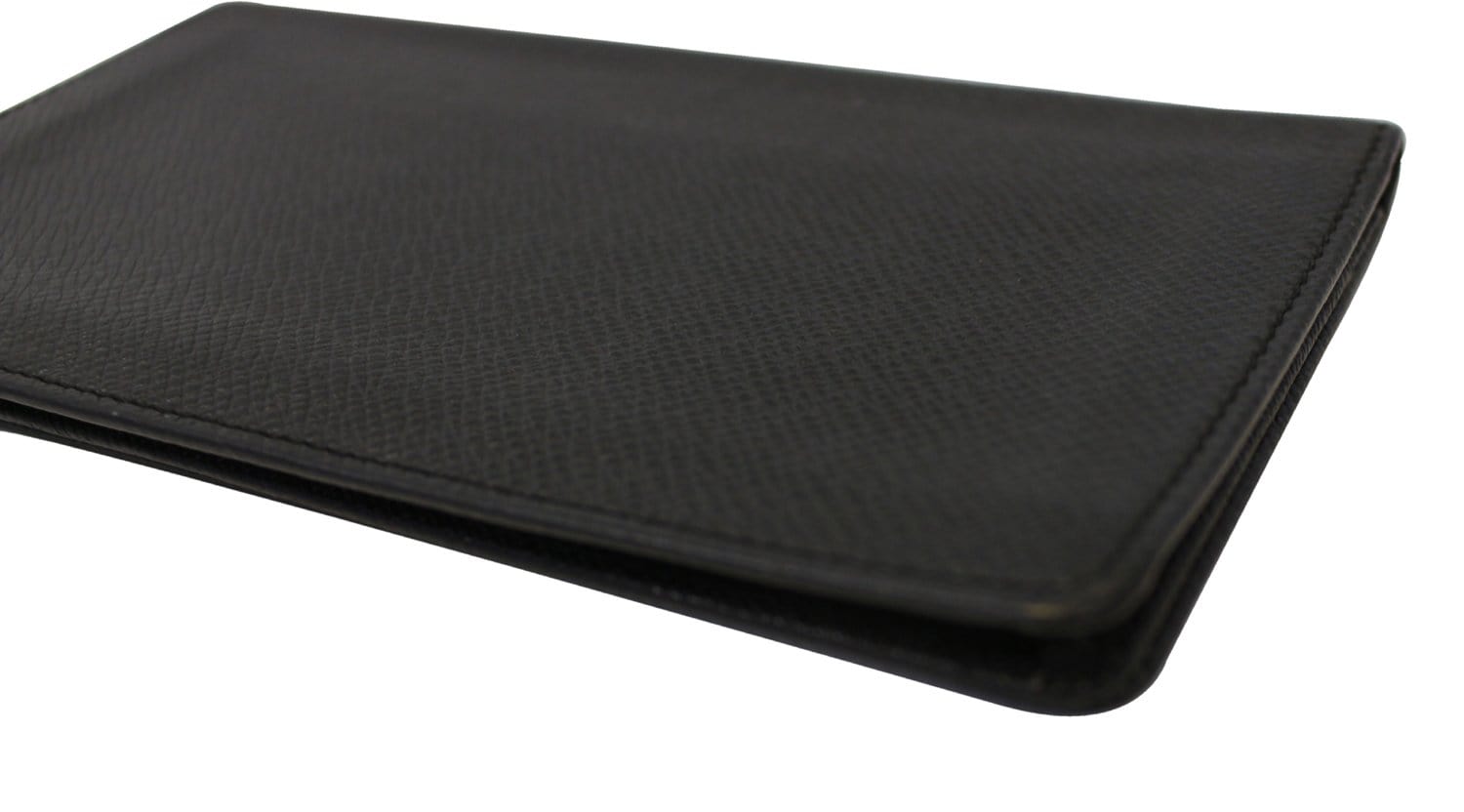 LOUIS VUITTON Black Taiga Leather Checkbook Wallet