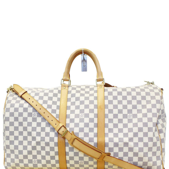 White Louis Vuitton Damier Azur Keepall 50 Travel Bag – Designer