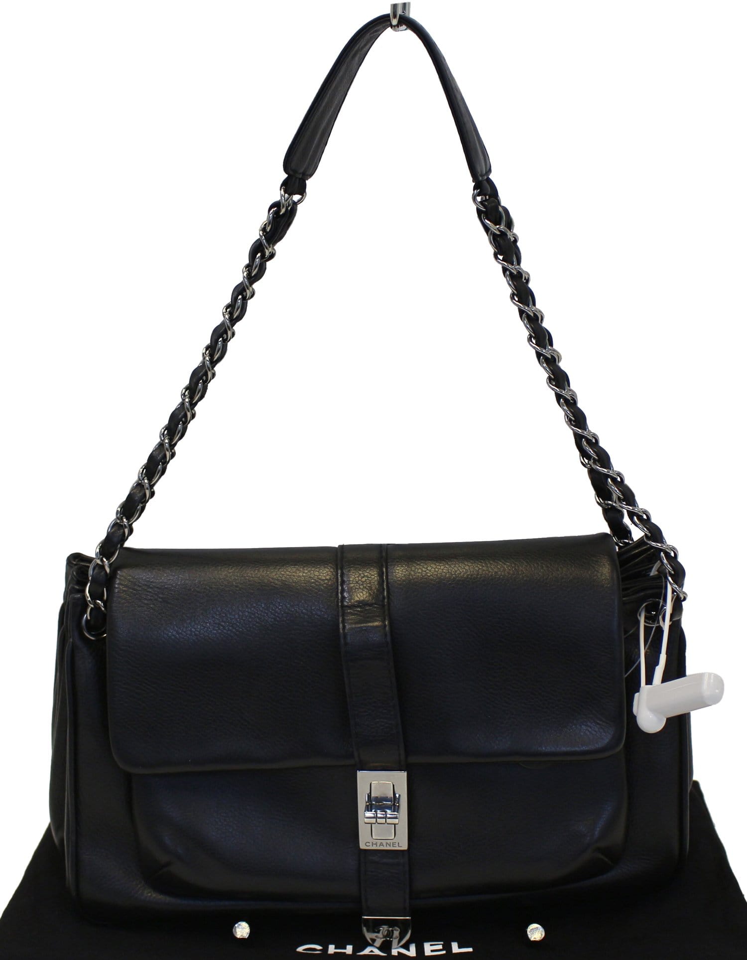 Mademoiselle Vintage Double Flap Medium in Black Lambskin with GHW