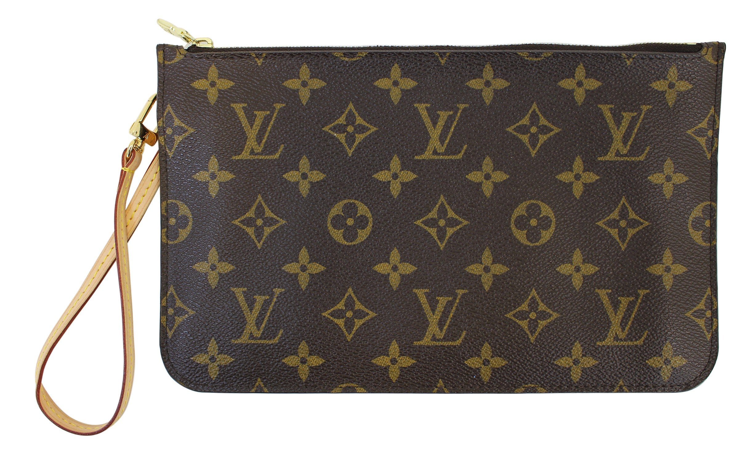 Authentic LOUIS VUITTON Monogram Neverfull MM Pochette Wristlet Clutch