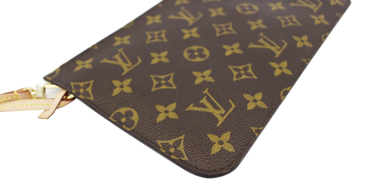 Authentic LOUIS VUITTON Monogram Neverfull MM Pochette Wristlet Clutch