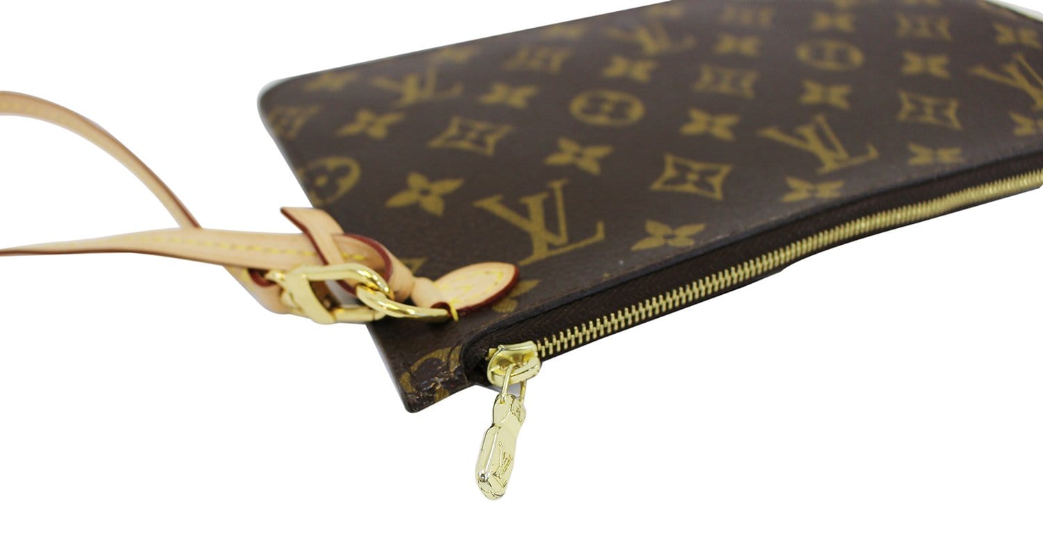 Authentic LOUIS VUITTON Monogram Neverfull MM Pochette Wristlet Clutch