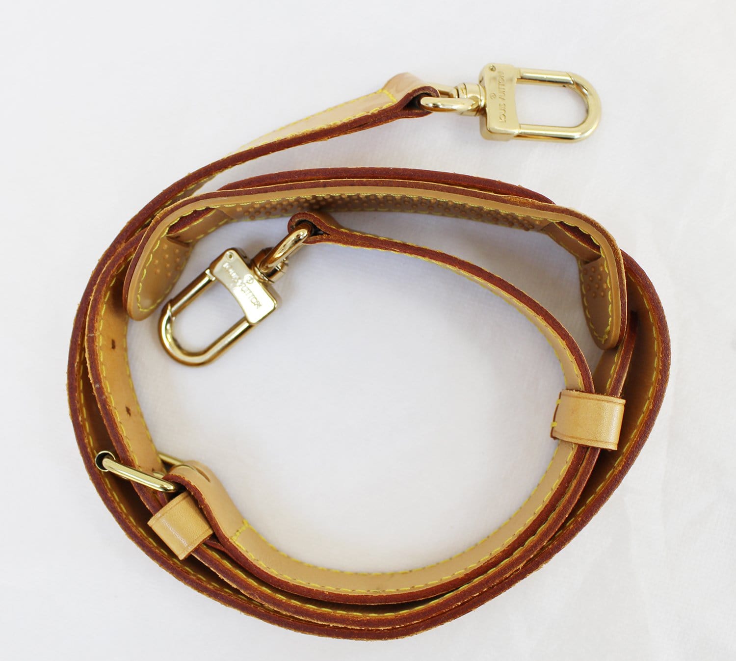 Authentic LOUIS VUITTON Leather Beige Bandouliere Shoulder Strap E3174