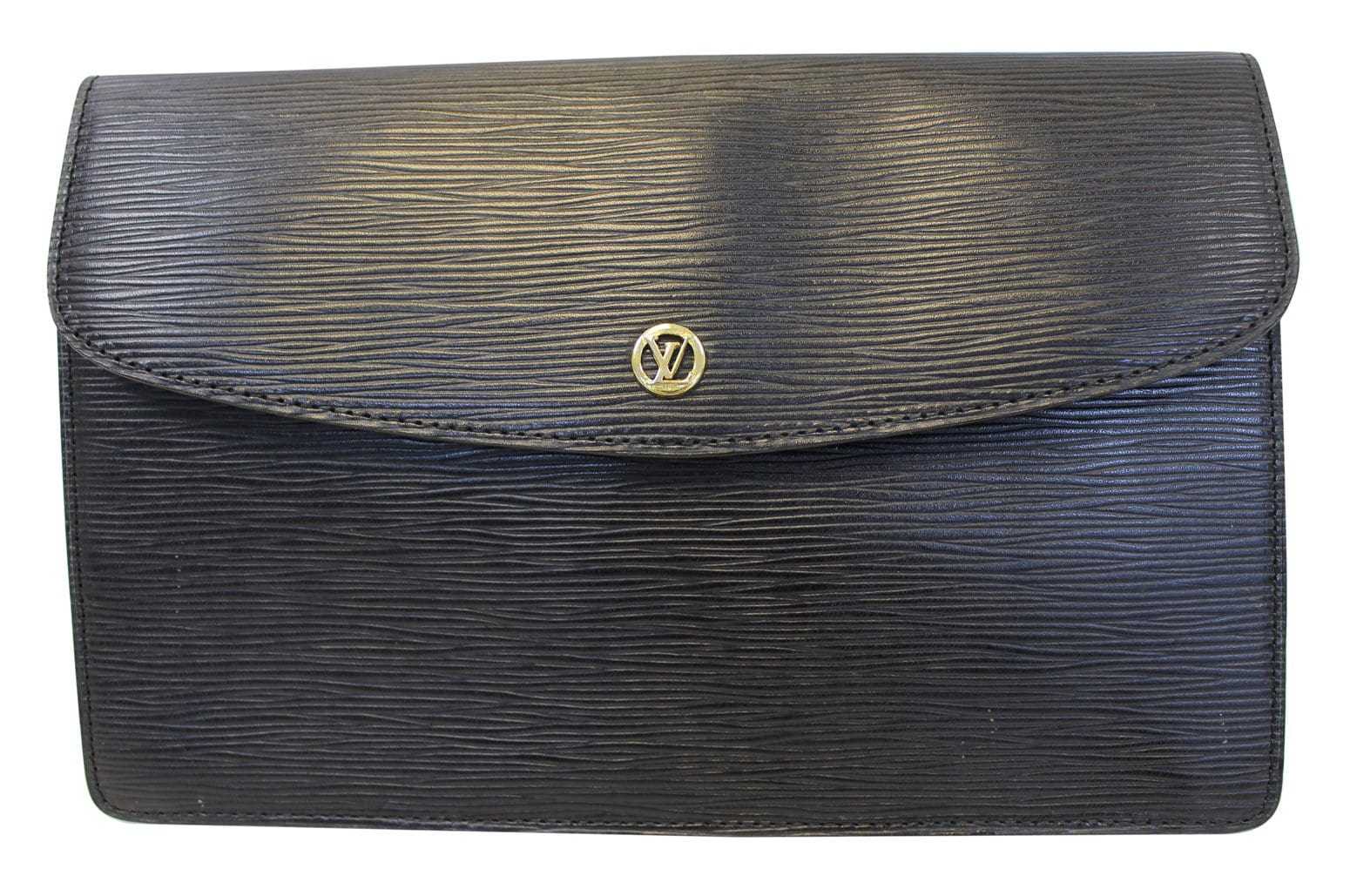 LOUIS VUITTON Epi Leather Pochette Montaigne Clutch Bag Black