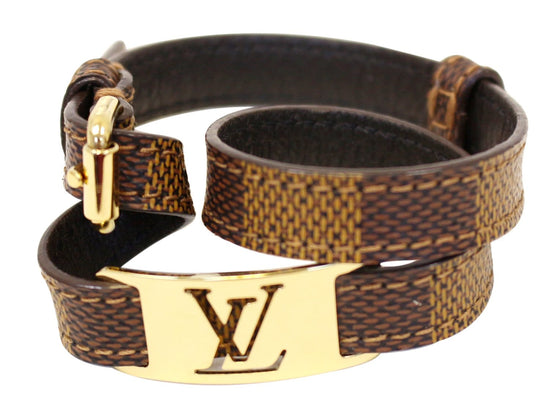 AUTH LOUIS VUITTON Unisex GRAPHITE CANVAS LEATHER SIGN IT MEN'S BRACELET  BANGEL