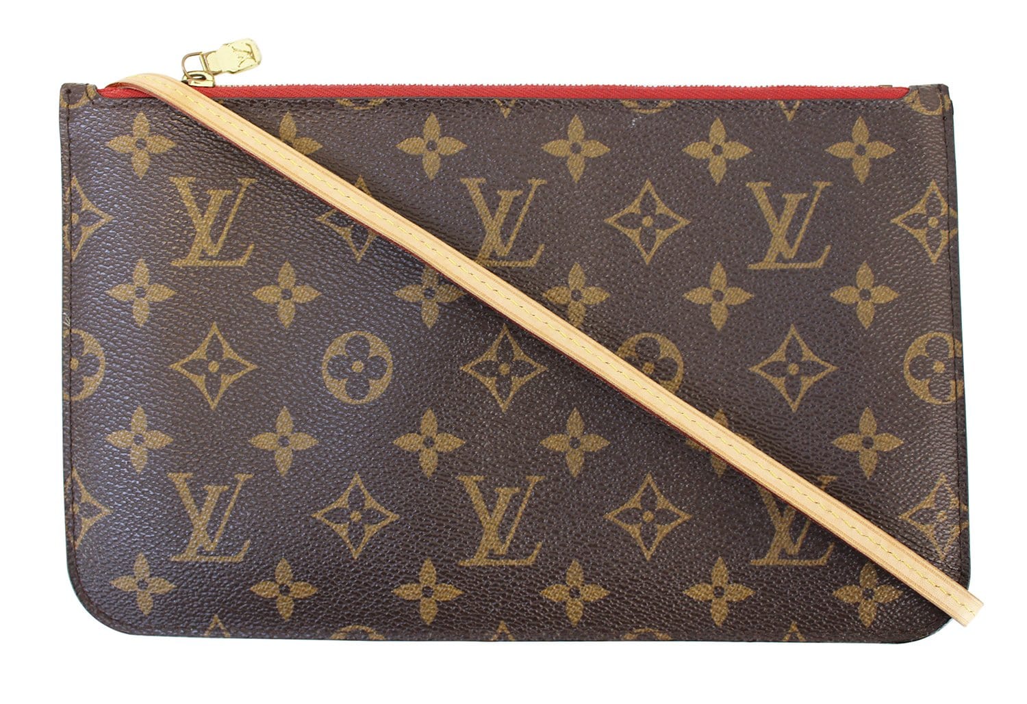Louis Vuitton Neverfull Wristlet, Monogram with Red Interior, New