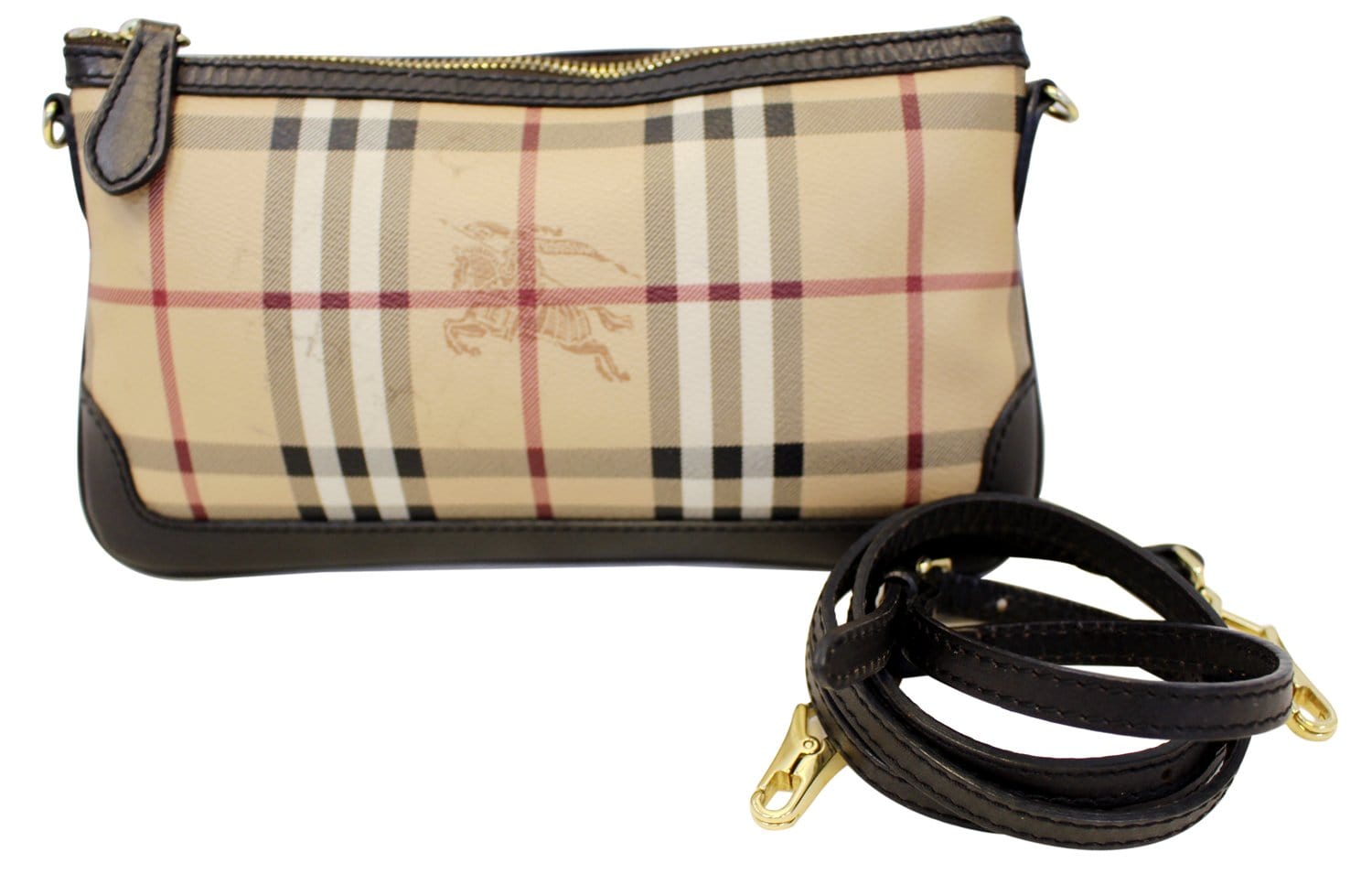 Burberry Beige/Tan Haymarket Check PVC and Leather Shoulder Bag