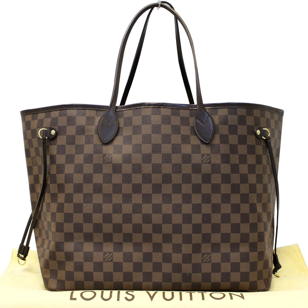 Authentic LOUIS VUITTON Damier Ebene Neverfull GM Tote Bag E3594