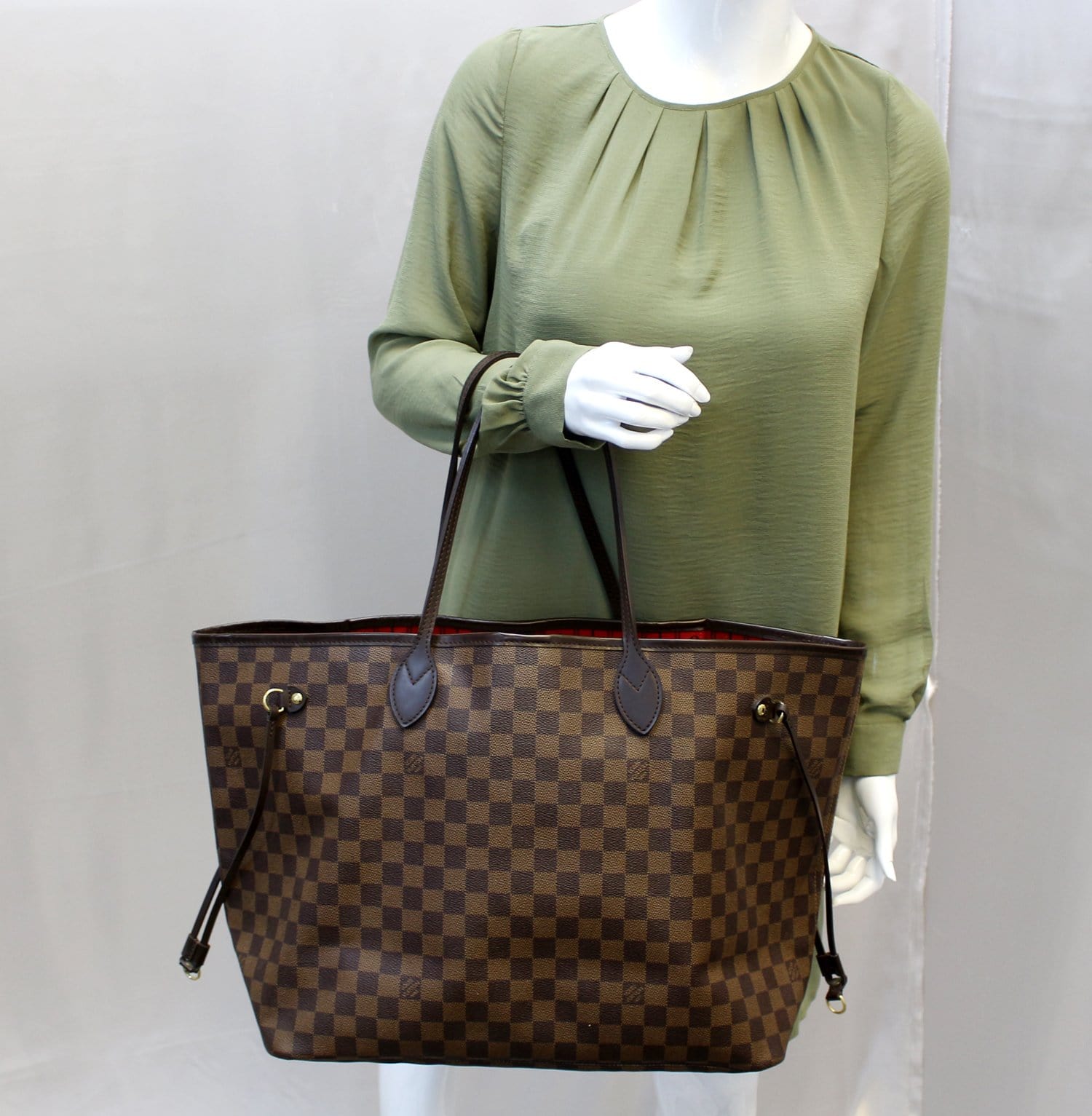 Authentic LOUIS VUITTON Damier Ebene Neverfull GM Tote Bag E3594