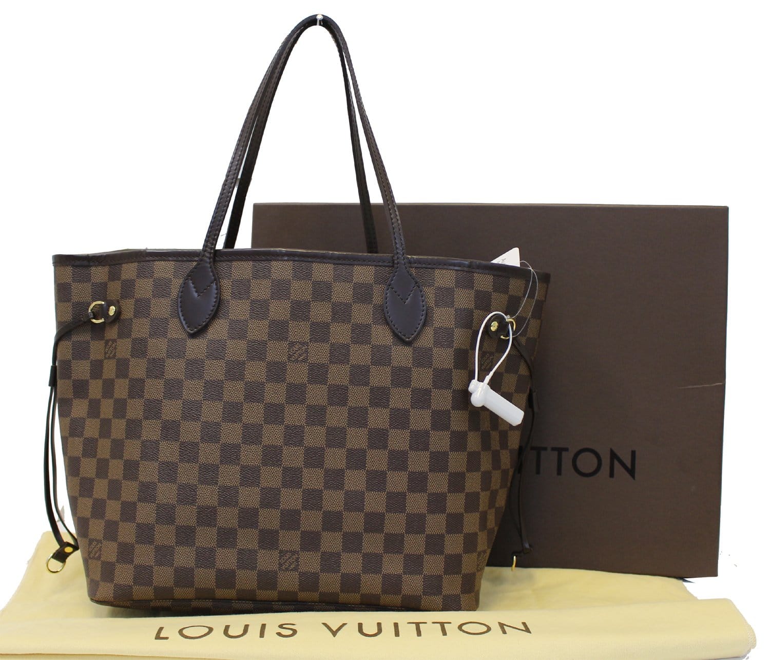 Authentic LOUIS VUITTON Damier Ebene Neverfull MM Shoulder Bag TT1702