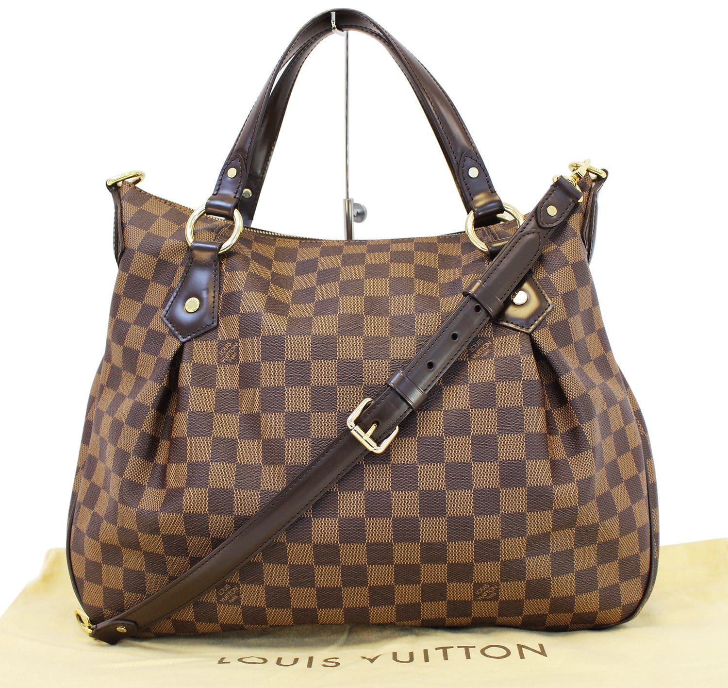 Authentic LOUIS VUITTON Evora MM Damier Ebene Tote Shoulder Bag Excell