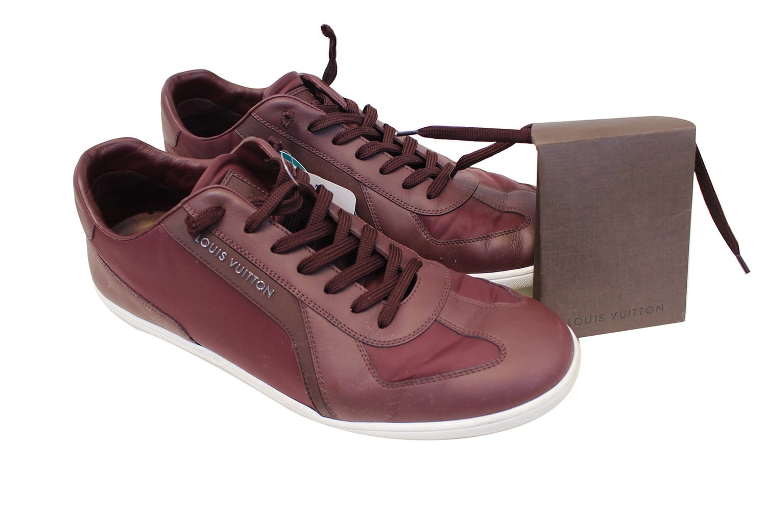 Authentic Louis Vuitton G0 0144 8 Shoes Run Away Sneaker Burgundy Mens Size  8