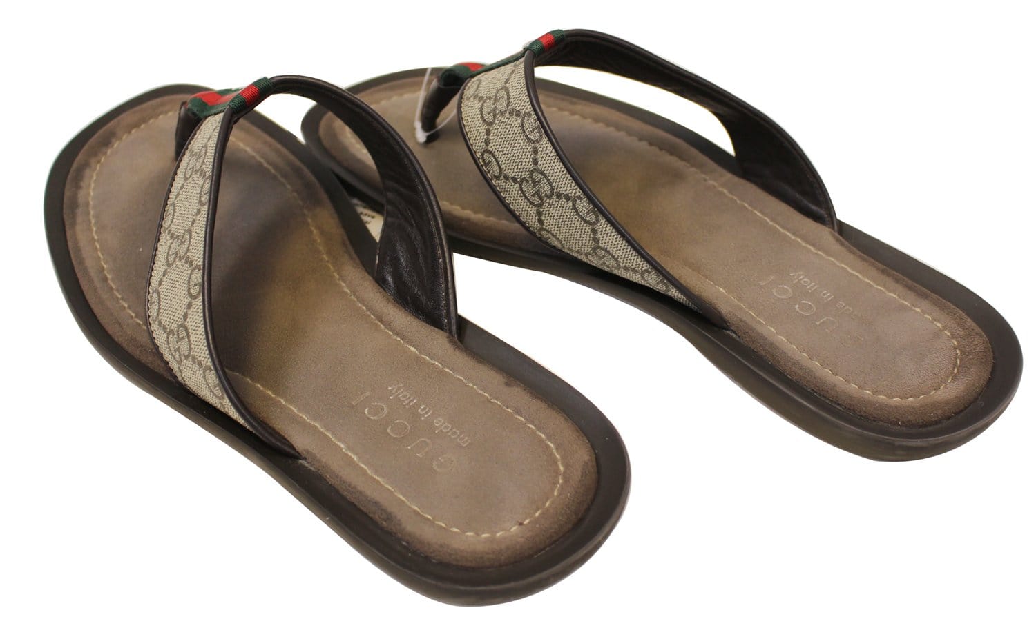 Gucci Men&#39;s GG Supreme Canvas Flip Flops Sandals Size 8 1/2G