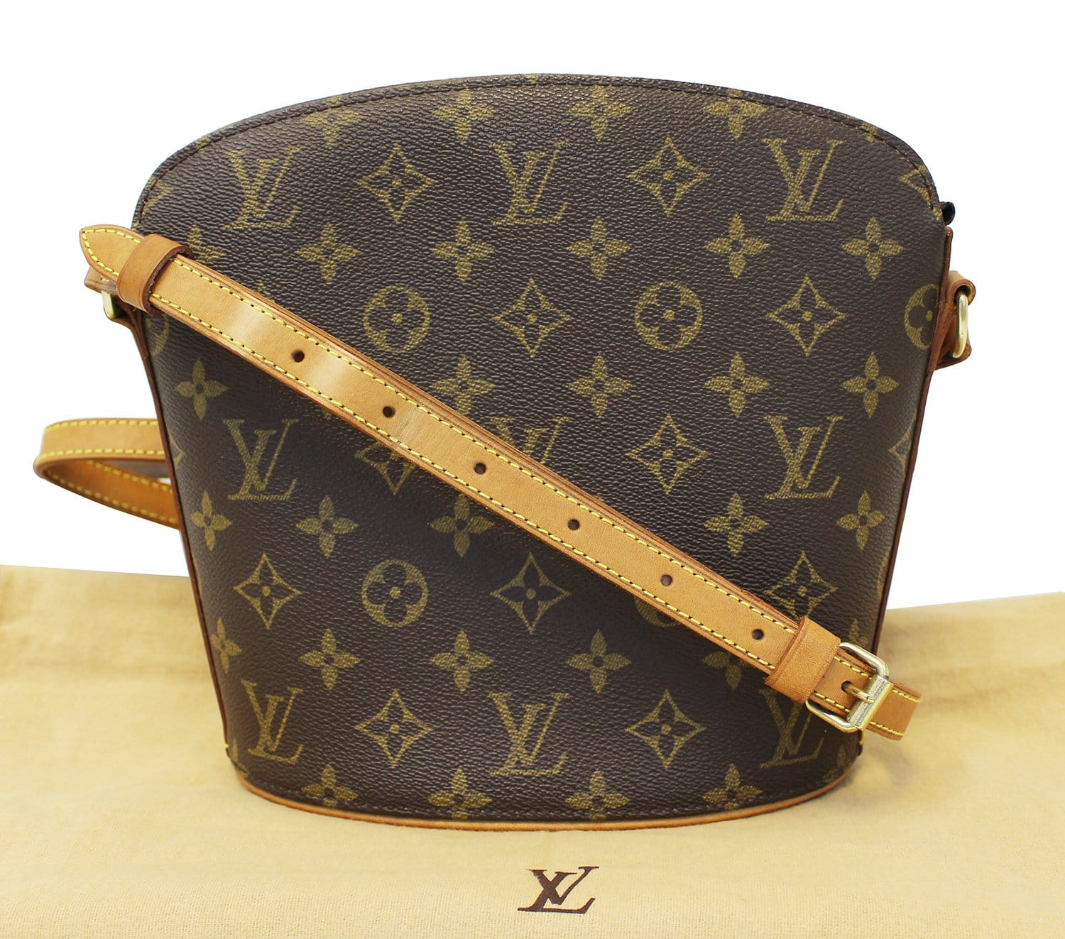 Louis Vuitton Drouot Brown Canvas Shoulder Bag (Pre-Owned)