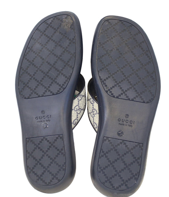 Gucci Men's GG Supreme Blue Flip Flops Sandals Size 9 G