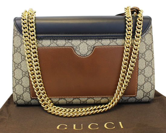 Gucci Padlock Medium GG Supreme Canvas Shoulder Bag Brown 477530