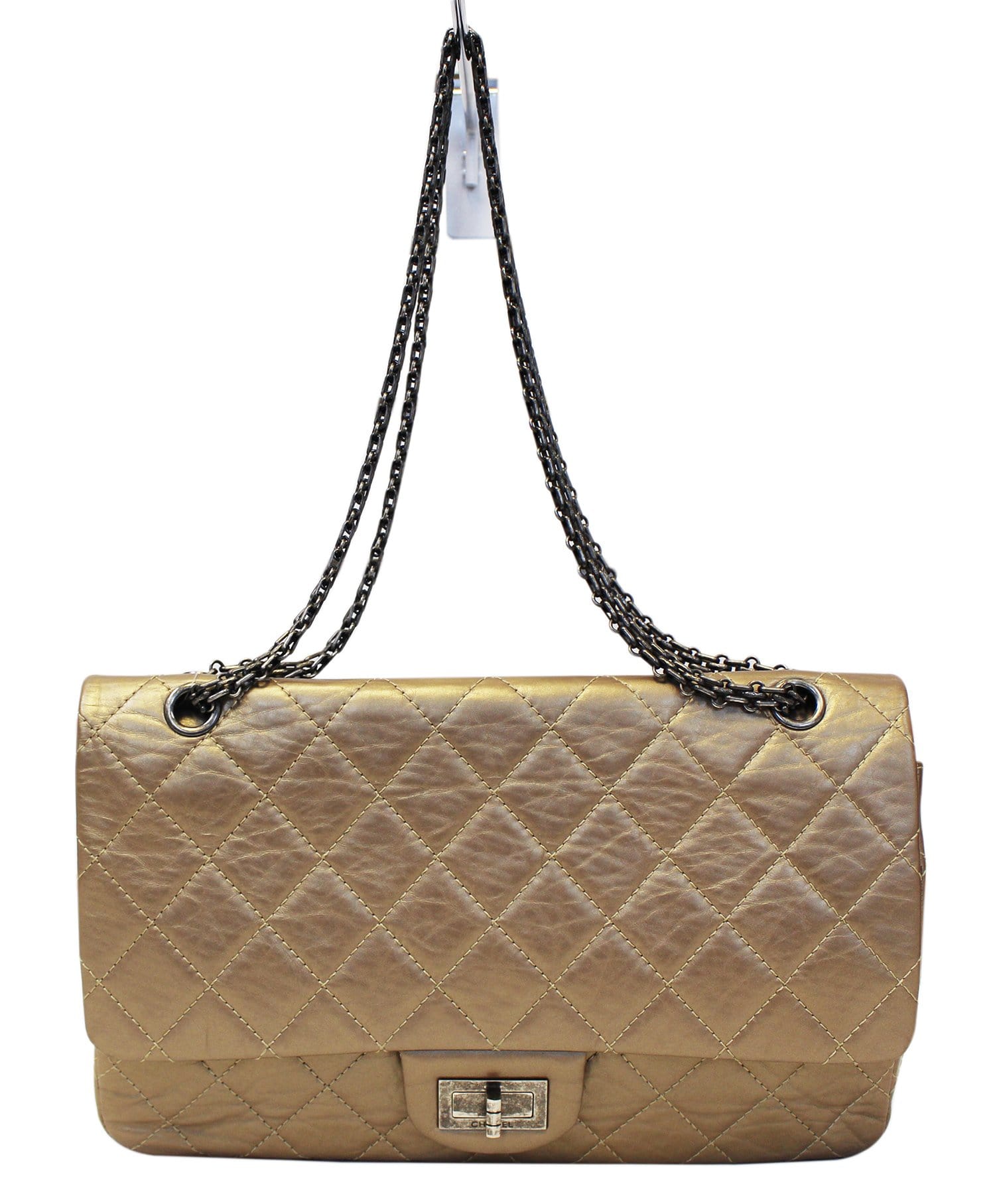 Chanel Rose Fonce Quilted Striated Patent 10 Medium Double Flap Classic Bag