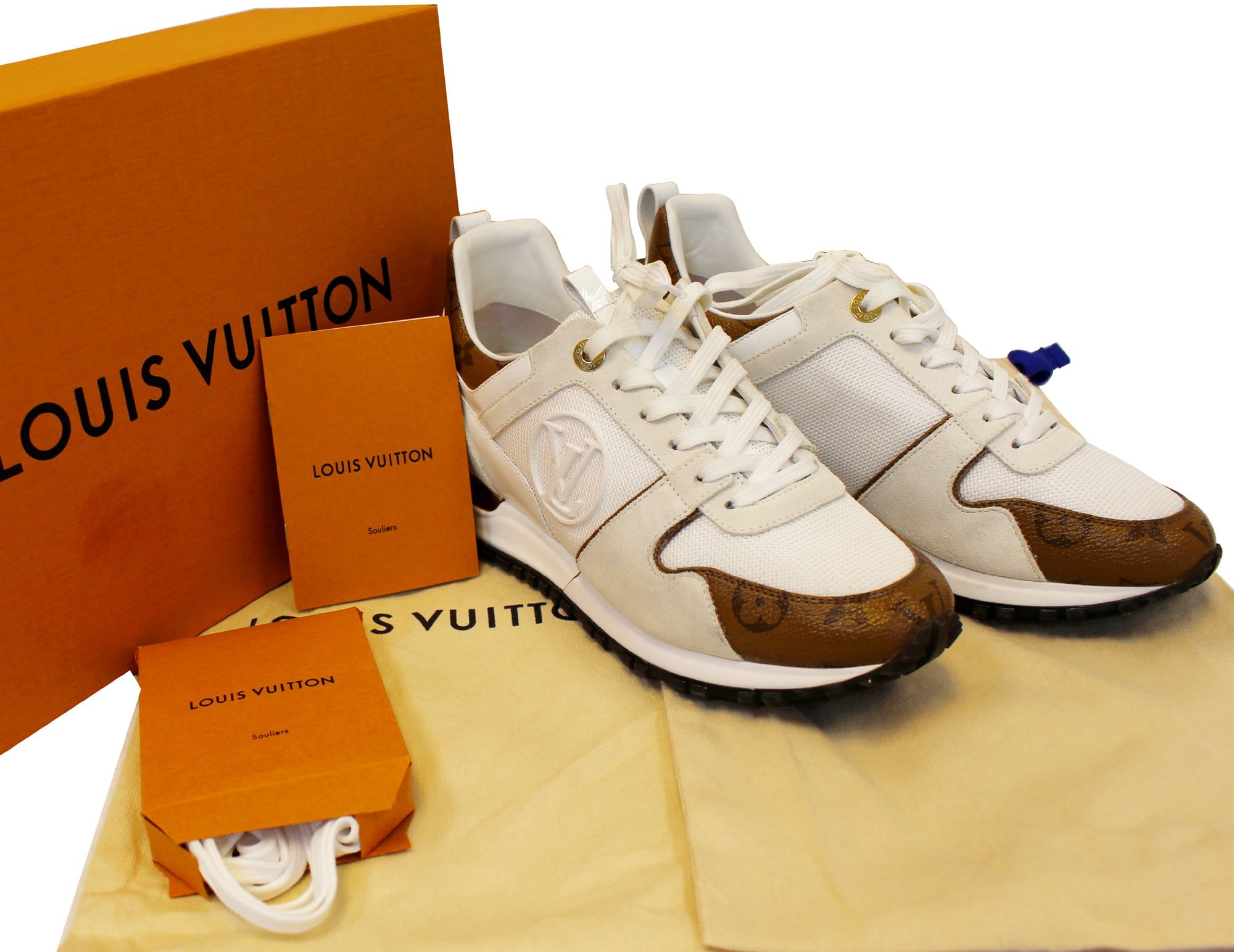 LOUIS VUITTON Monogram Canvas Suede Run Away Sneakers Size 38