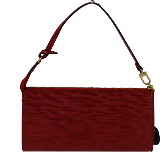 Authentic Louis Vuitton Red EPI Leather Pochette Business Flap Envelope Clutch Envelope