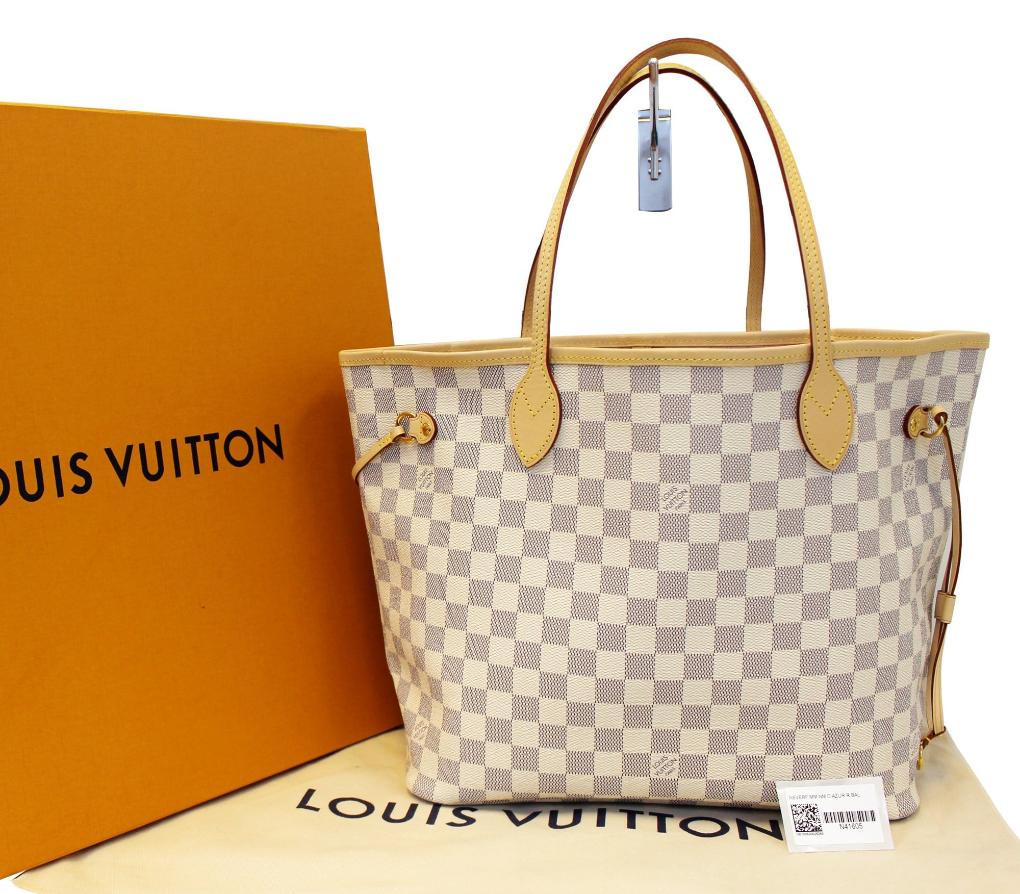 LOUIS VUITTON Damier Azur ROSE BALLERINE Neverfull MM Tote Shoulder Bag