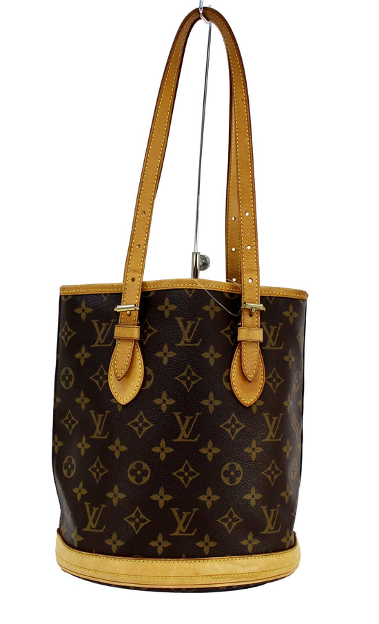 Louis Vuitton Bucket PM Shoulder Tote Bag Monogram Canvas