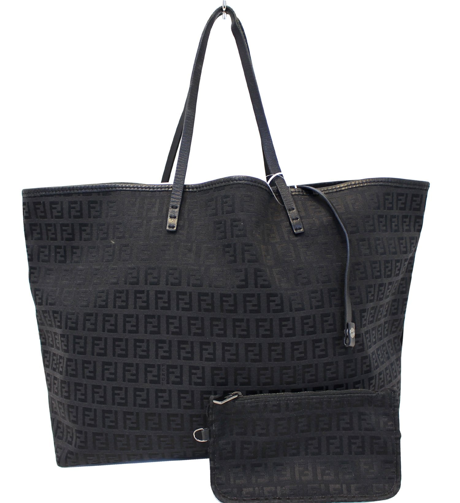 Authentic Fendi Zucca Handbag Top Handle Monogram Leather Canvas