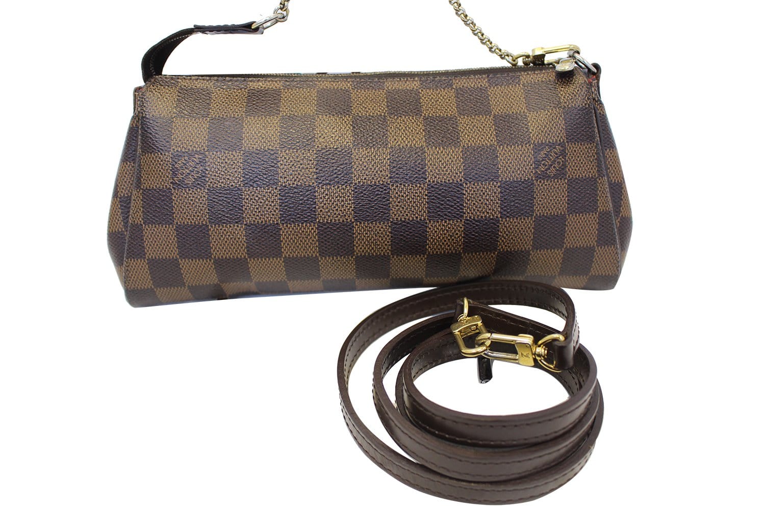 LOUIS VUITTON Damier Ebene Pochette Eva Clutch Shoulder Crossbody Bag