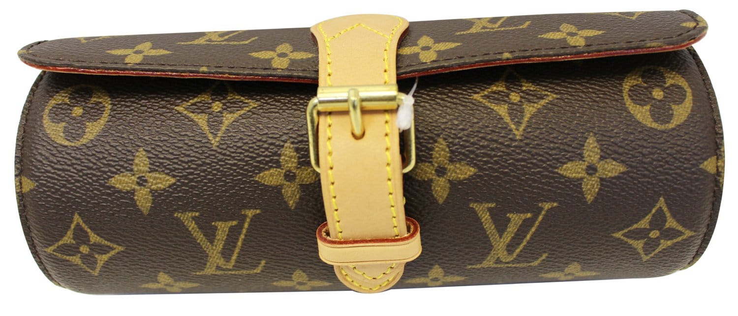 Louis Vuitton Rare Monogram 3 Watch Case Travel Roll Hard 73lvs126