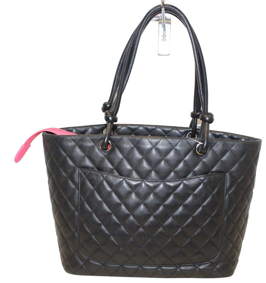 CHANEL Black Quilted Leather Large Cambon Tote Bag