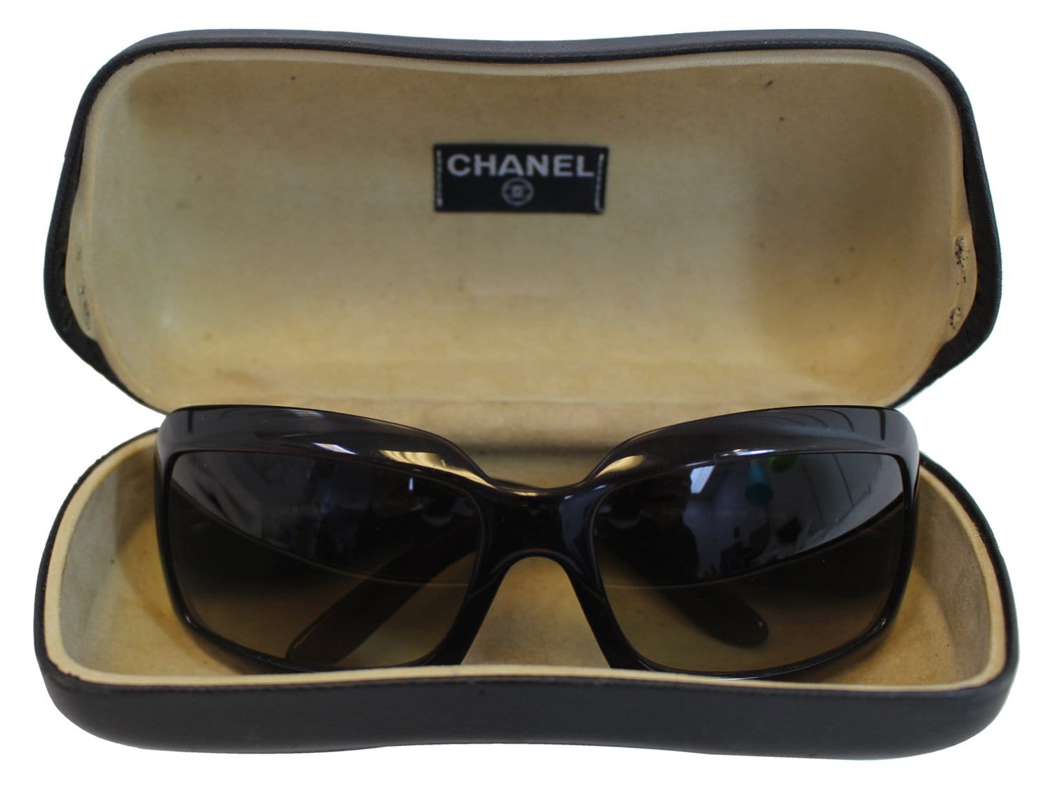 VINTAGE AUTHENTIC BLACK CHANEL CRYSTAL CC LOGO SUNGLASSES