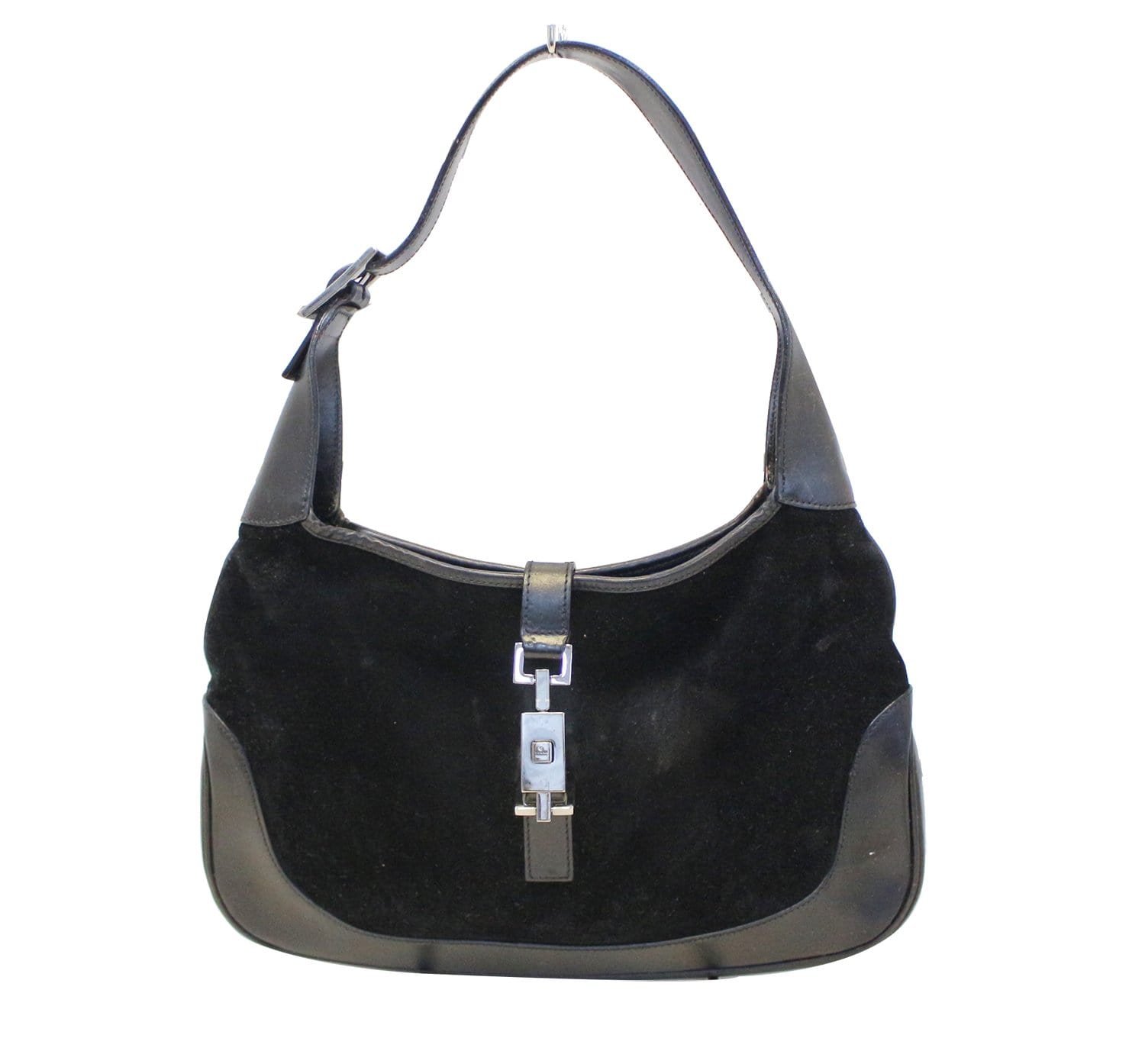 Gucci Black Suede Leather Jackie Hobo Shoulder Bag