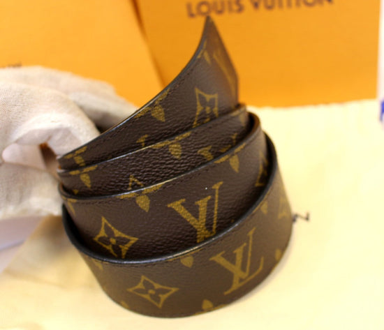 LOUIS VUITTON Belt Centure LV Initial Brown Black Silver Monogram Maca