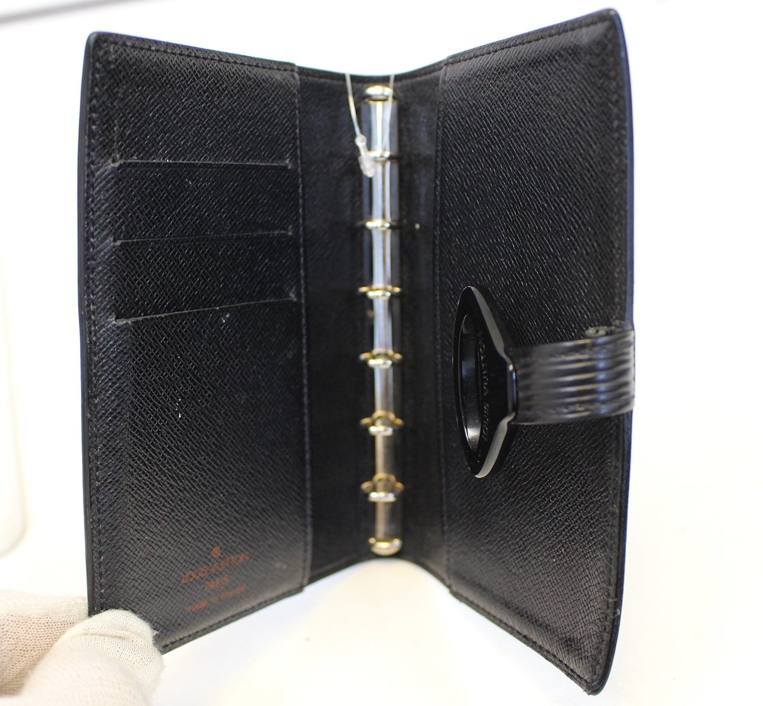 LOUIS VUITTON Black Epi Leather Small Ring Agenda Planner Cover