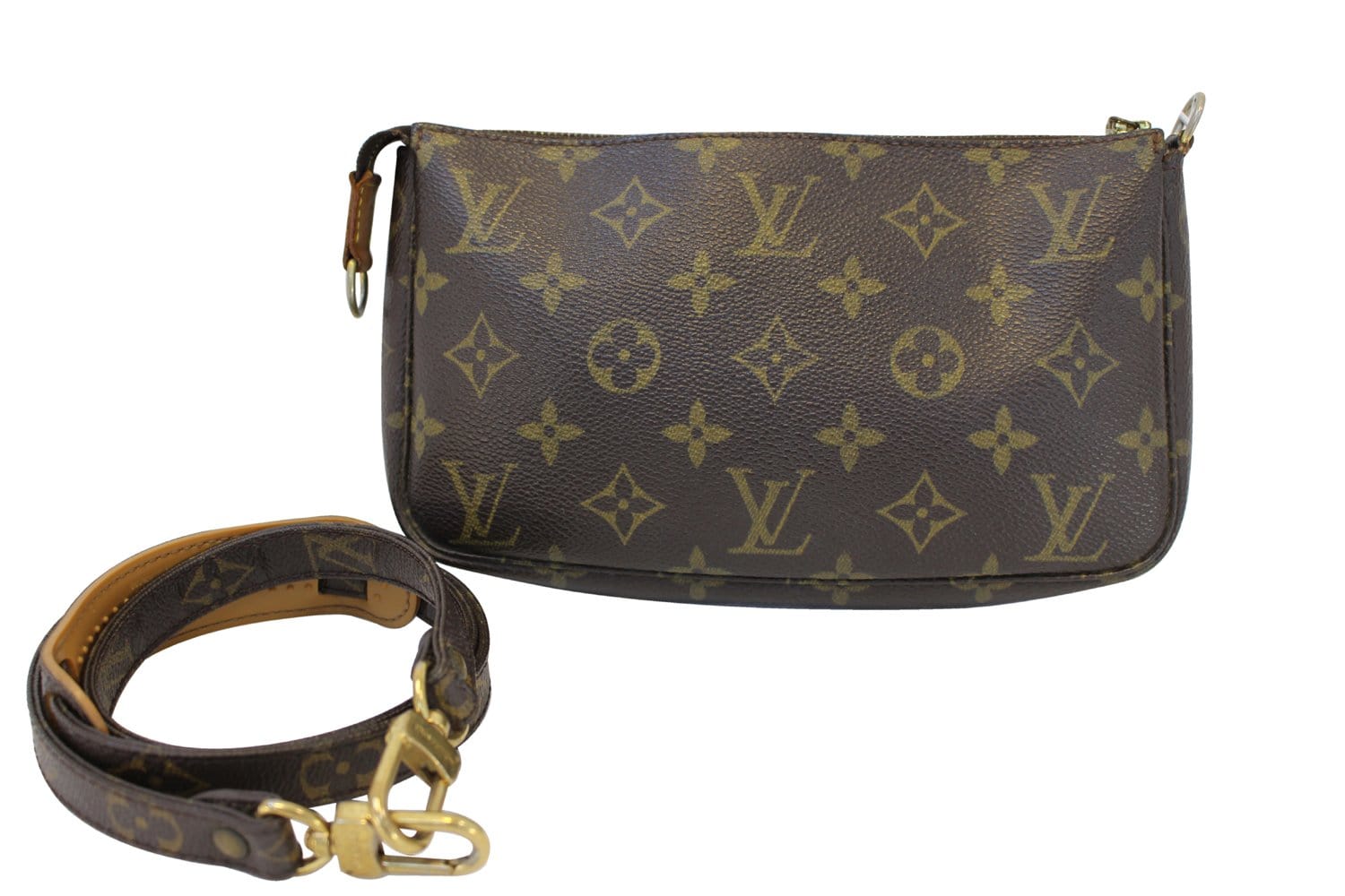 Authentic LOUIS VUITTON Monogram Pochette Accessoires Long Shoulder Po