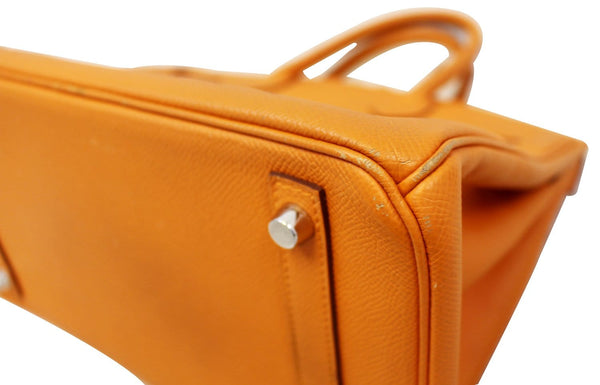 HERMES Birkin 30cm Orange Clemence Silver Hardware Bag