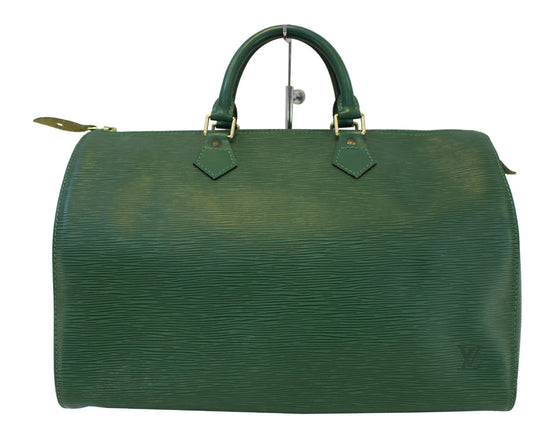 LOUIS VUITTON Epi Leather Green Speedy 35 Satchel Bag - 30% Off