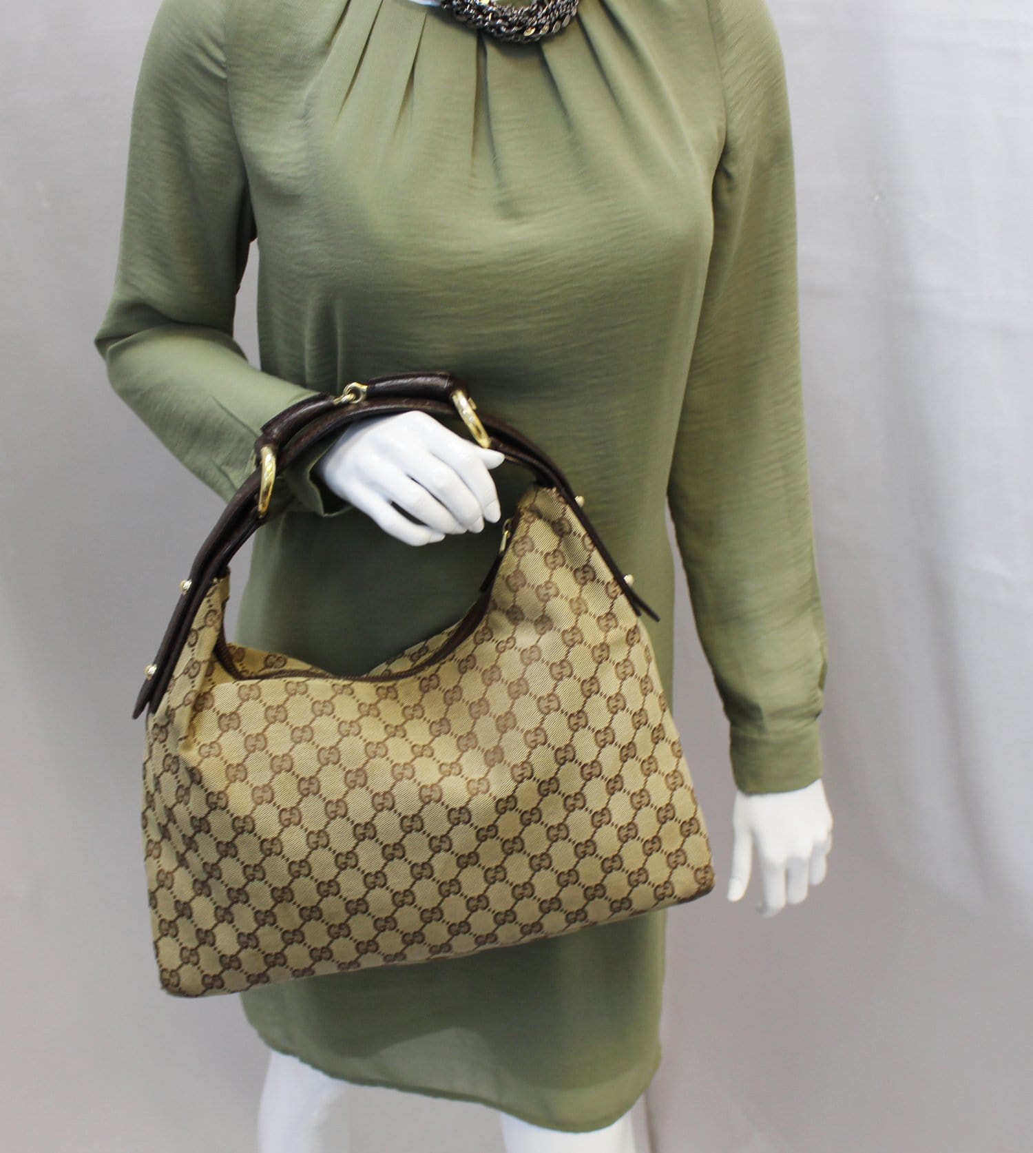 gucci large horsebit hobo bag gg monogram