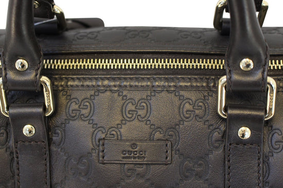 Gucci Microguccissima GG Black Leather Embossed Boston Bag