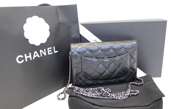 Chanel Pearl Crush Wallet on Chain WOC in Black Lambskin AGHW