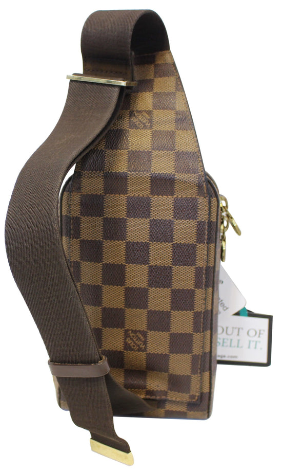 LOUIS VUITTON Authentic Men's Damier Body Bag Crossbody Jeronimos  Brown Leather