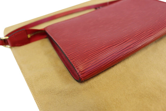 Louis Vuitton Red Epi Leather Pochette Bag.  Luxury Accessories